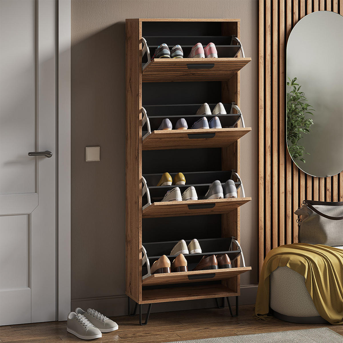 VÝKLOPNÍK NA BOTY Amber Dub Wotan - dub Wotan, kompozitní dřevo (60/168/25.1cm) - Vicco