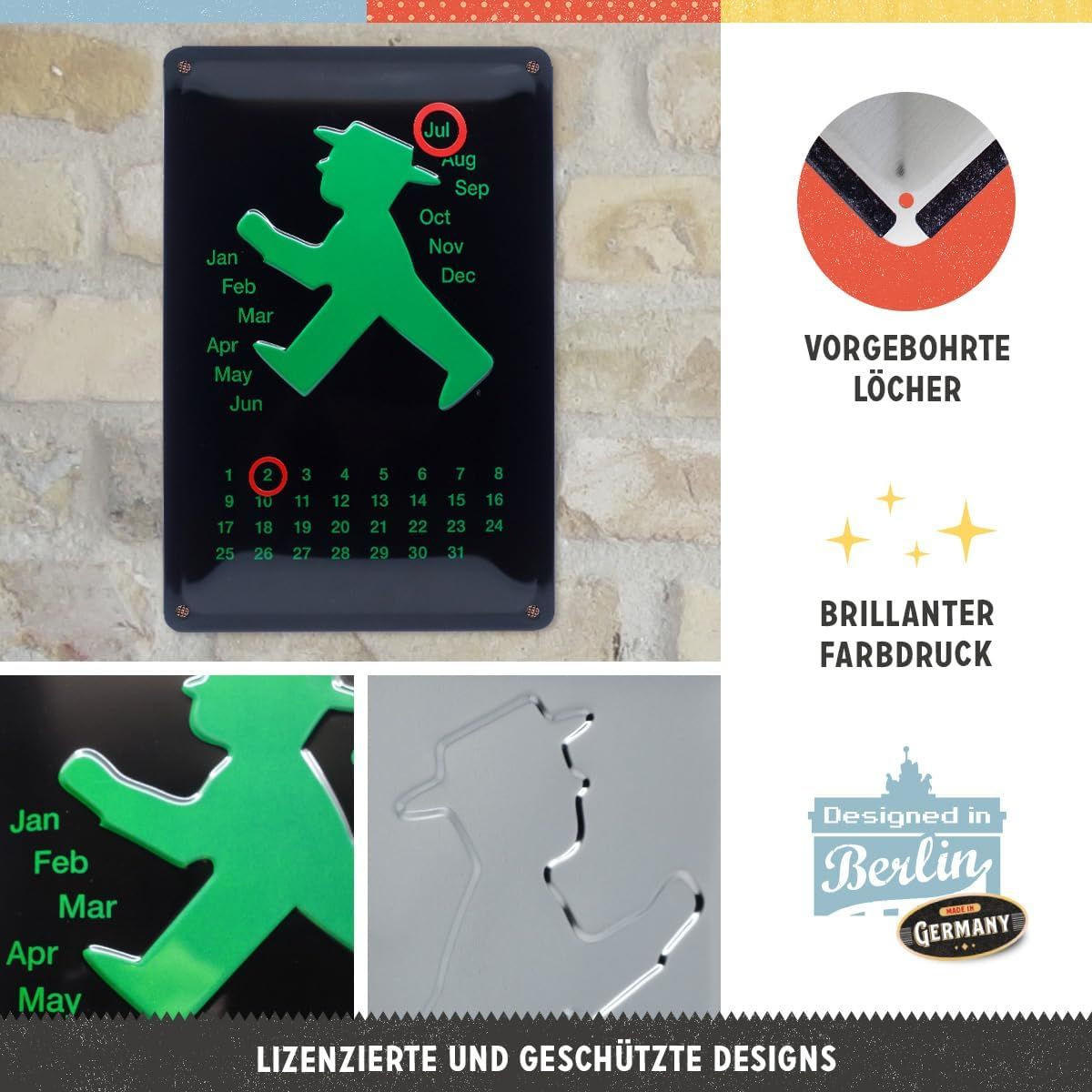 BLECHSCHILD 20/30 cm Ampelmann Grün Kalender - Multicolor, Metall (20/30/0.2cm) - Nostalgic-Art