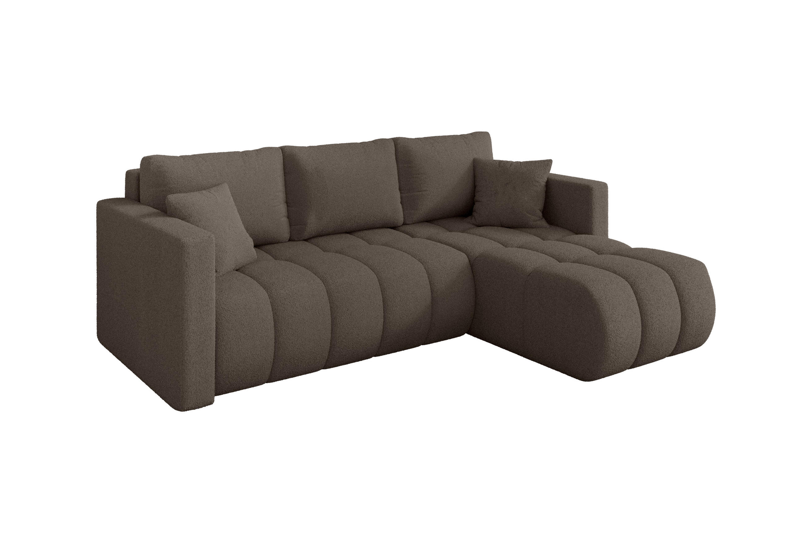 ECKSOFA mit Schlaffunktion Ottomane Rechts GARD-L 226x146x85 Braun Bouclé - Schwarz/Braun, Holzwerkstoff/Kunststoff (226/146cm) - ALTDECOR