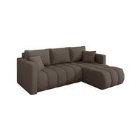ROHOVÁ SEDAČKA s funkcí spaní, otoman vpravo GARD-L 226x146x85 hnědá bouclé - černá/hnědá, kompozitní dřevo/textil (226/146cm) - ALTDECOR