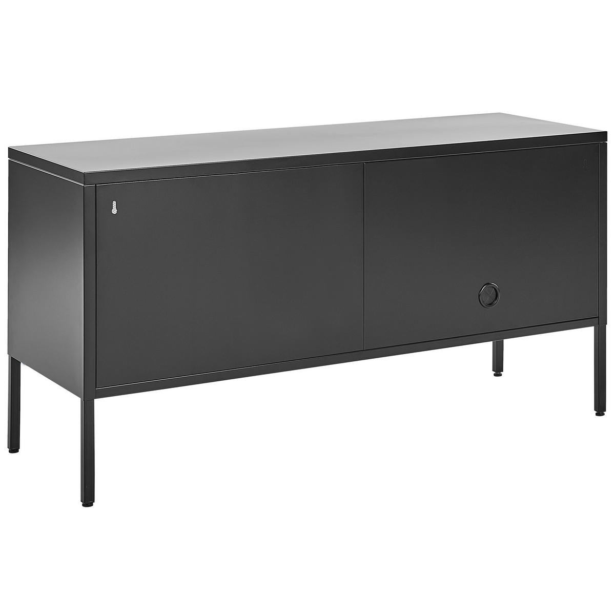 LOWBOARD Metall schwarz 2 Türen Morley - Schwarz, Metall (118/60/40cm) - Beliani