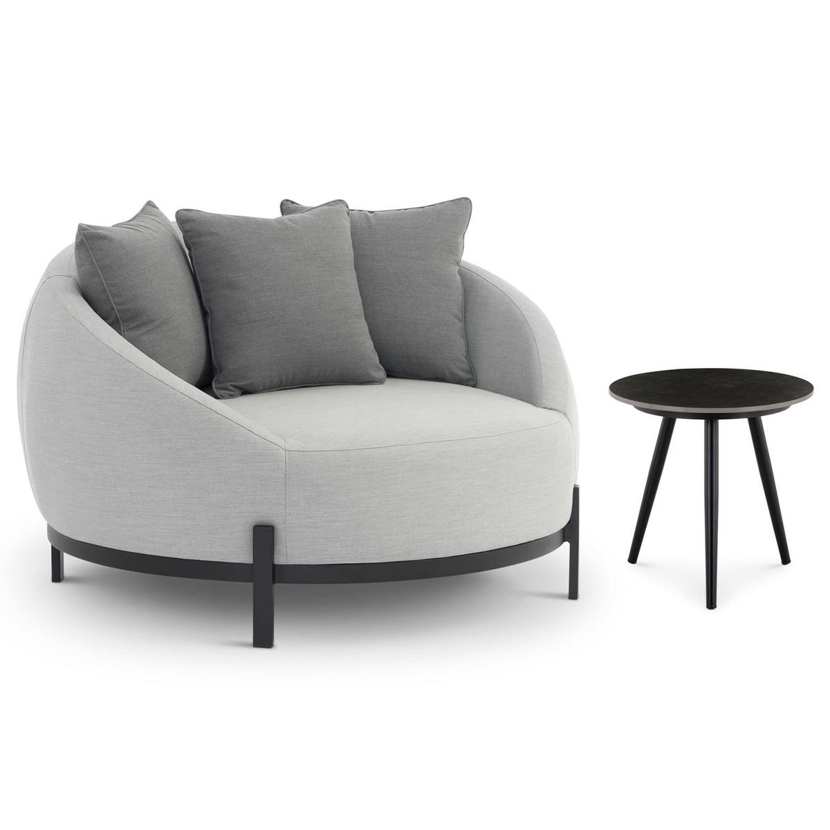 GARTENSOFA BARI - Schwarz, Kunststoff (123/78/122cm) - IDIMEX
