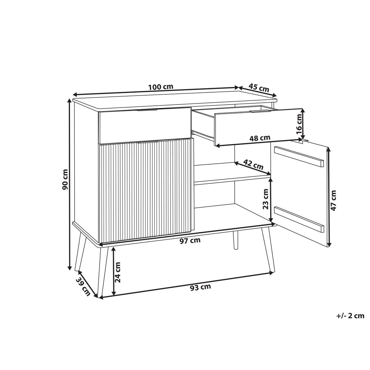SIDEBOARD se 2 dveřmi Borovicové dřevo Hnědý Timmins - hnědá, dřevo (100/90/45cm) - Beliani
