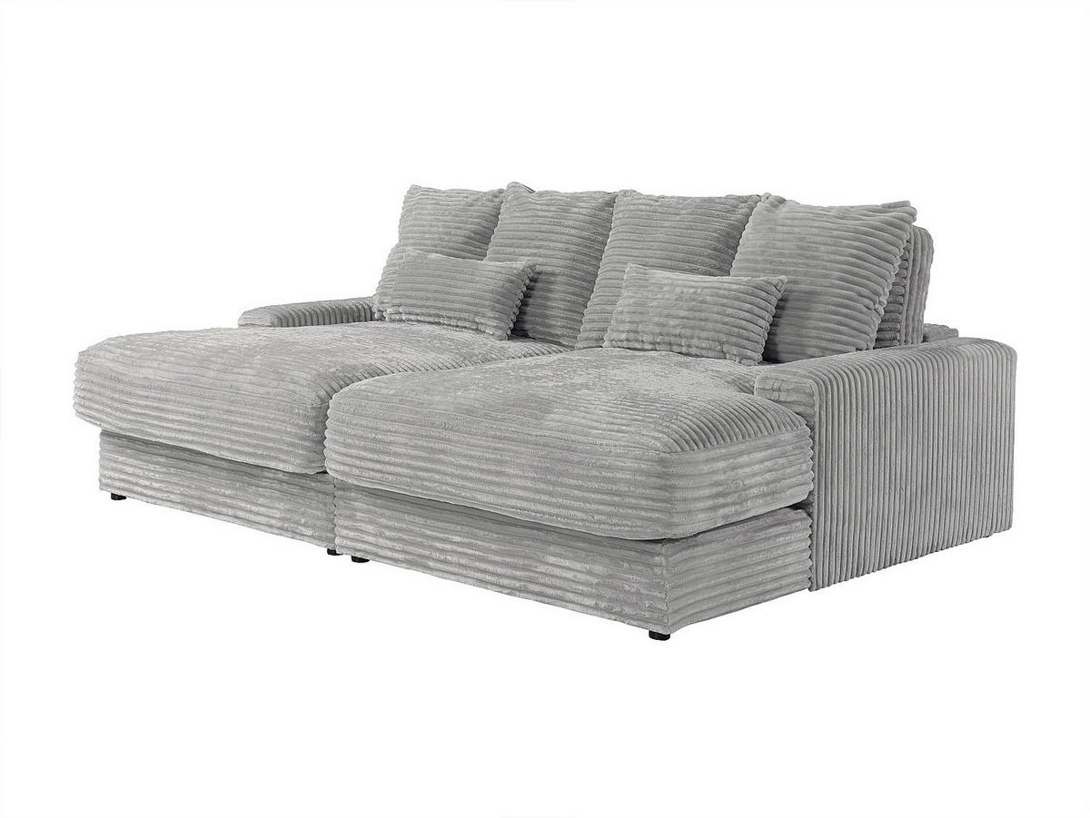 SOFA 3-Sitzer - tiefe Komfortsitzfläche - grob gerippter Cord - Grau - CALAZO - Grau, Textil (232/85/170cm) - Vente-Unique