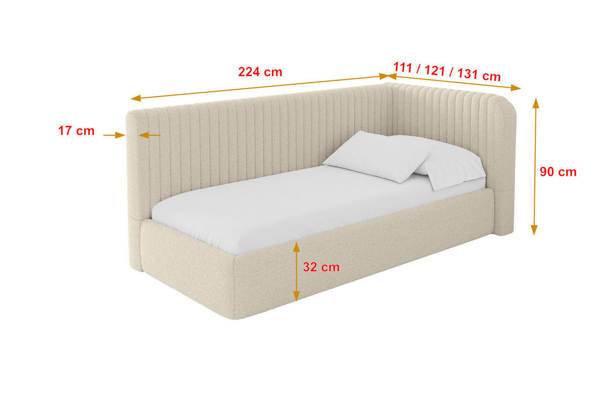 EINZELLBETT Jugendbett mit Bettkasten, Links - AURY 100x200 Dunkelbeige - Cappuccino, Holzwerkstoff/Textil (100/200cm) - ALTDECOR