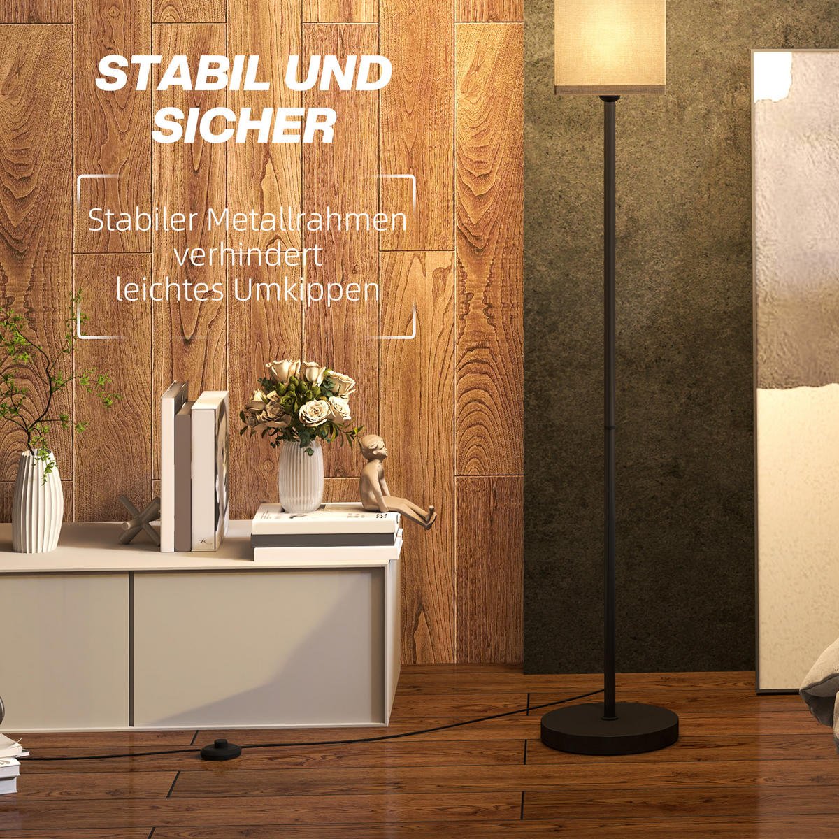 STEHLAMPE, mit Fußschalter, exkl.Glühbirne, Schwarz - Schwarz, Kunststoff (25/25/161.5cm) - HOMCOM