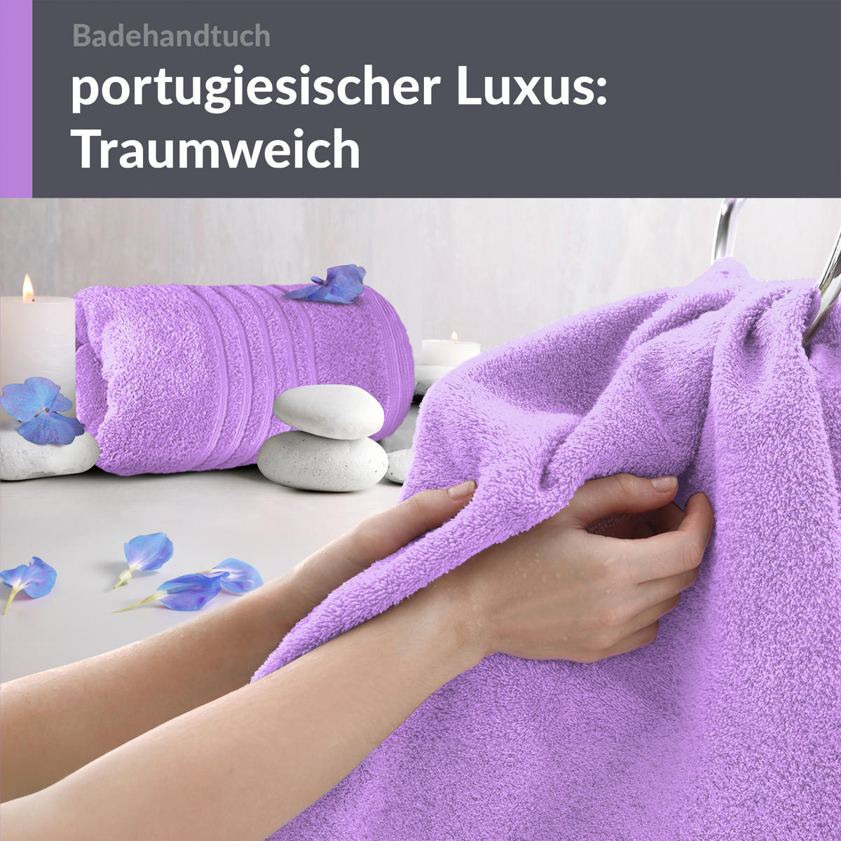 BADETUCH London Flieder Lila 2er Set 100x150 - Flieder, Textil (100/150cm) - Lashuma