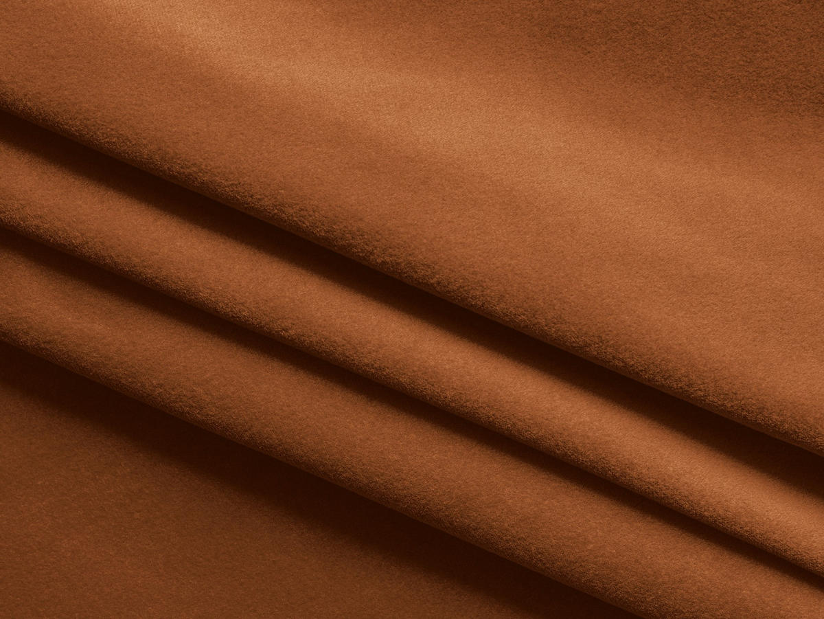 POUF Samt Stoff Orange - Terra cotta/Schwarz, Textil/Metall (65/44/65cm) - Makamii