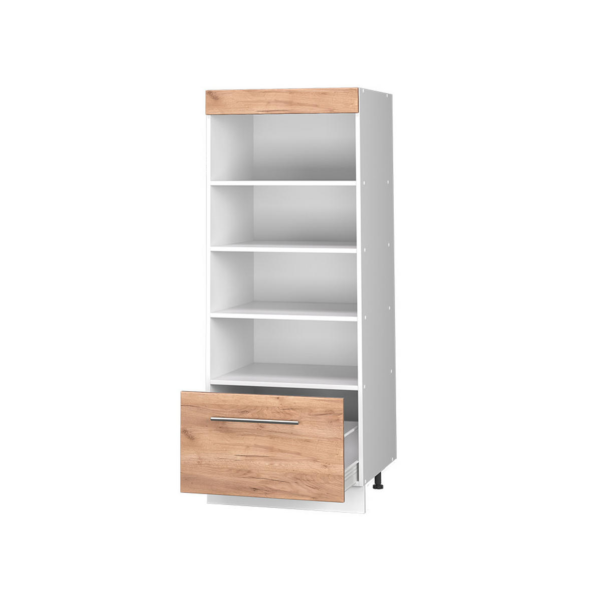 KÖKSHYLLA Fame-Line, Goldkraft ek/Vit, 60 cm - Vit/Honungsek, Träbaserade material (60/153.6/58.1cm) - Vicco