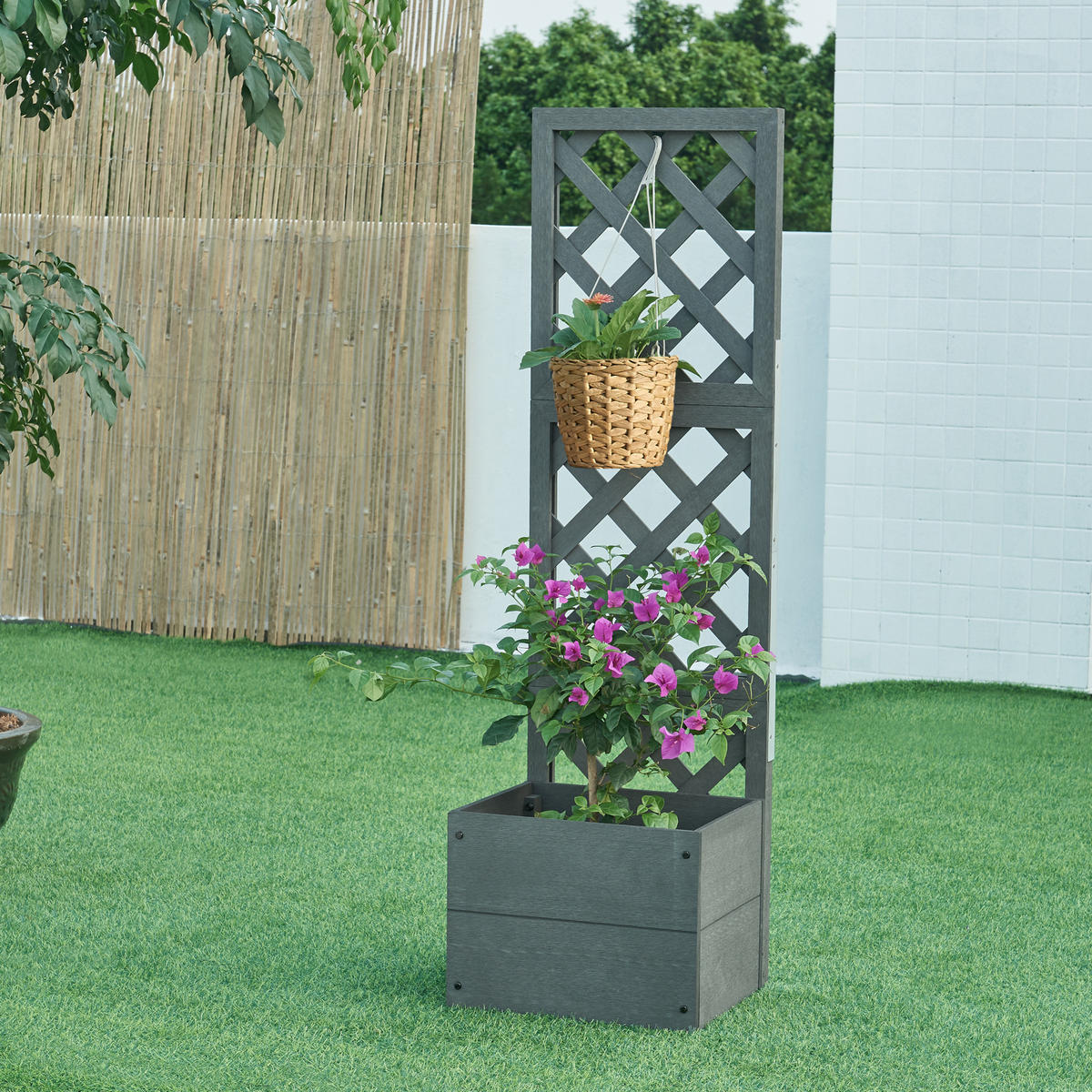 BLUMENKASTEN Amstelveen - Grau, Kunststoff (40/135/30cm) - [en.casa]