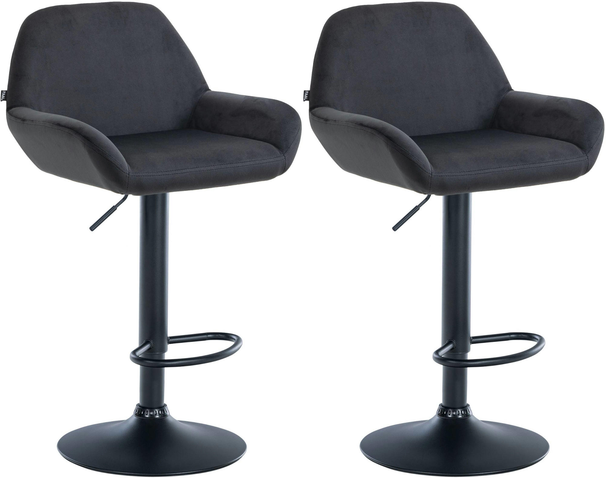 BARHOCKER 2er Set Samt Schwarz - Schwarz, Textil/Metall (51/89/52cm) - CLP