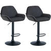 BARHOCKER 2er Set Samt Schwarz - Schwarz, Textil/Metall (51/89/52cm) - CLP