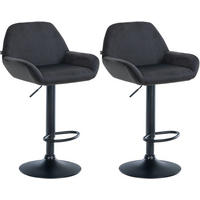 BARHOCKER 2er Set Samt Schwarz - Schwarz, Textil/Metall (51/89/52cm) - CLP