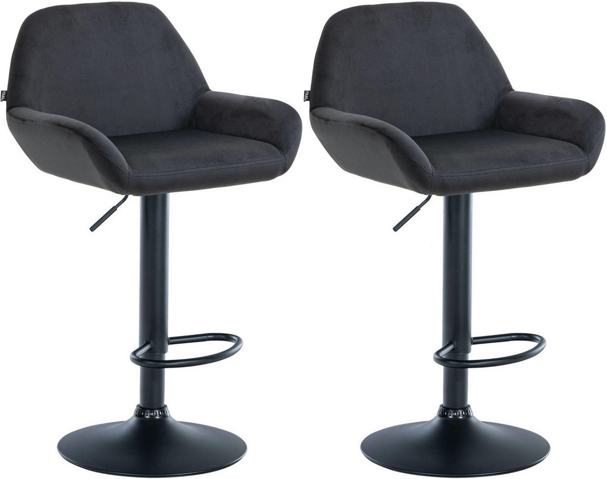 BARHOCKER 2er Set Samt Schwarz - Schwarz, Textil/Metall (51/89/52cm) - CLP
