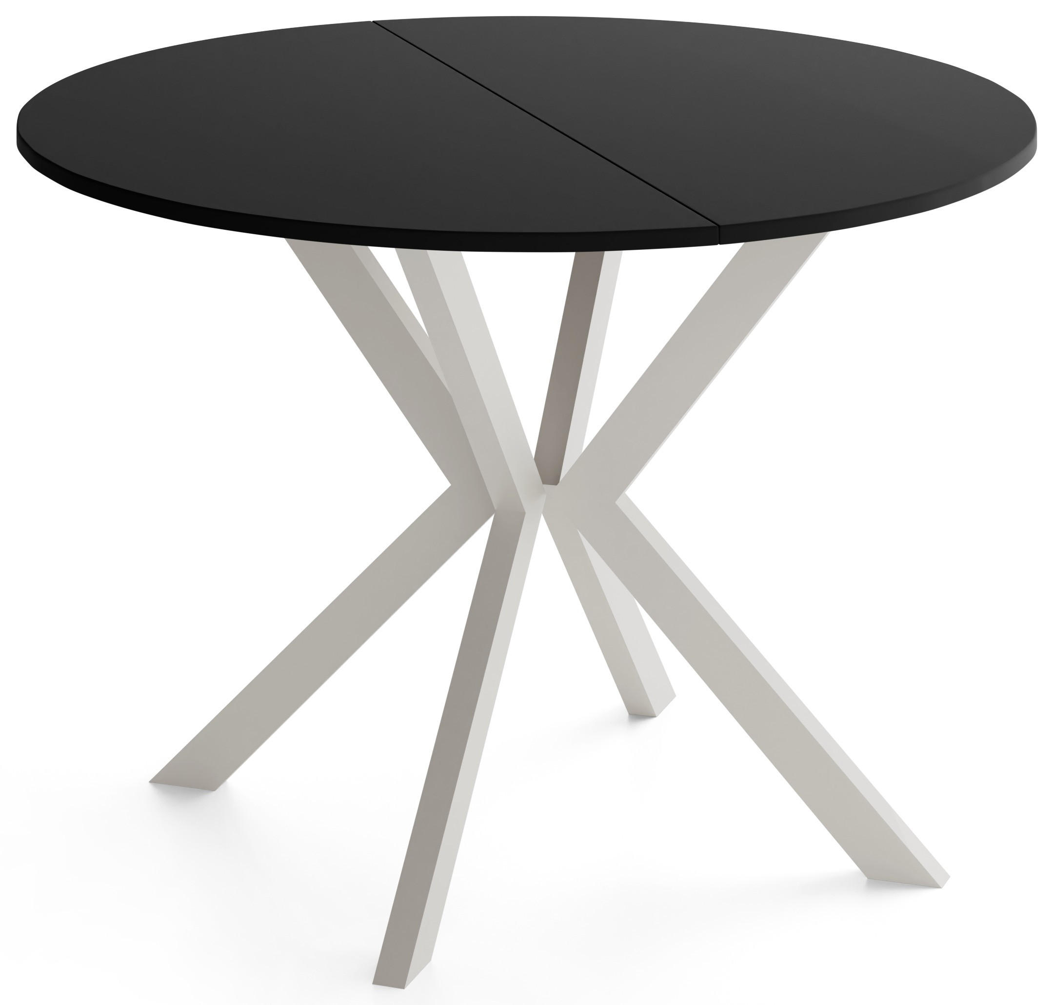 ESSTISCH Valio rund oval ausziehbar verlängerbar mit Metallbeinen in Kaschmir Grau, Schwarz 90-130/90/76 cm - Kaschmir/Beige, Holzwerkstoff/Metall (90/130/76cm) - WFL GROUP