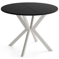 ESSTISCH Valio rund oval ausziehbar verlängerbar mit Metallbeinen in Kaschmir Grau, Schwarz 100-140/100/76 cm - Kaschmir/Beige, Holzwerkstoff/Metall (100/140/76cm) - WFL GROUP
