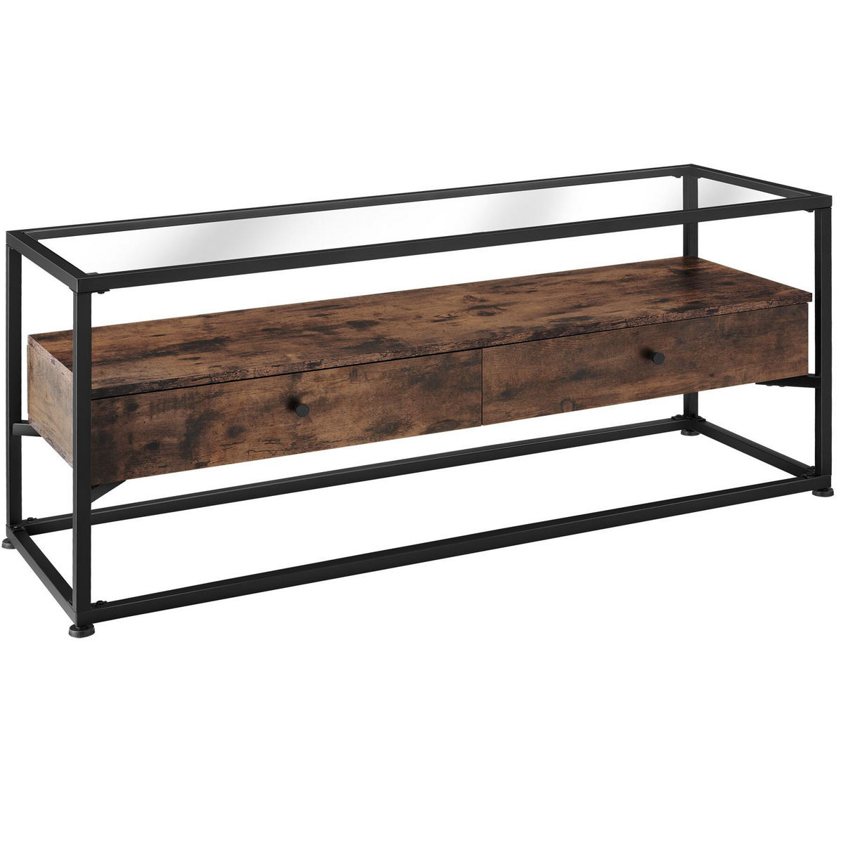 LOWBOARD Maidenhead,121,5 x 41,5 x 50,5 cm,Industrial Holz dunkel, rustikal - Rostfarben, Holzwerkstoff (41.5/50.5/121.5cm) - tectake