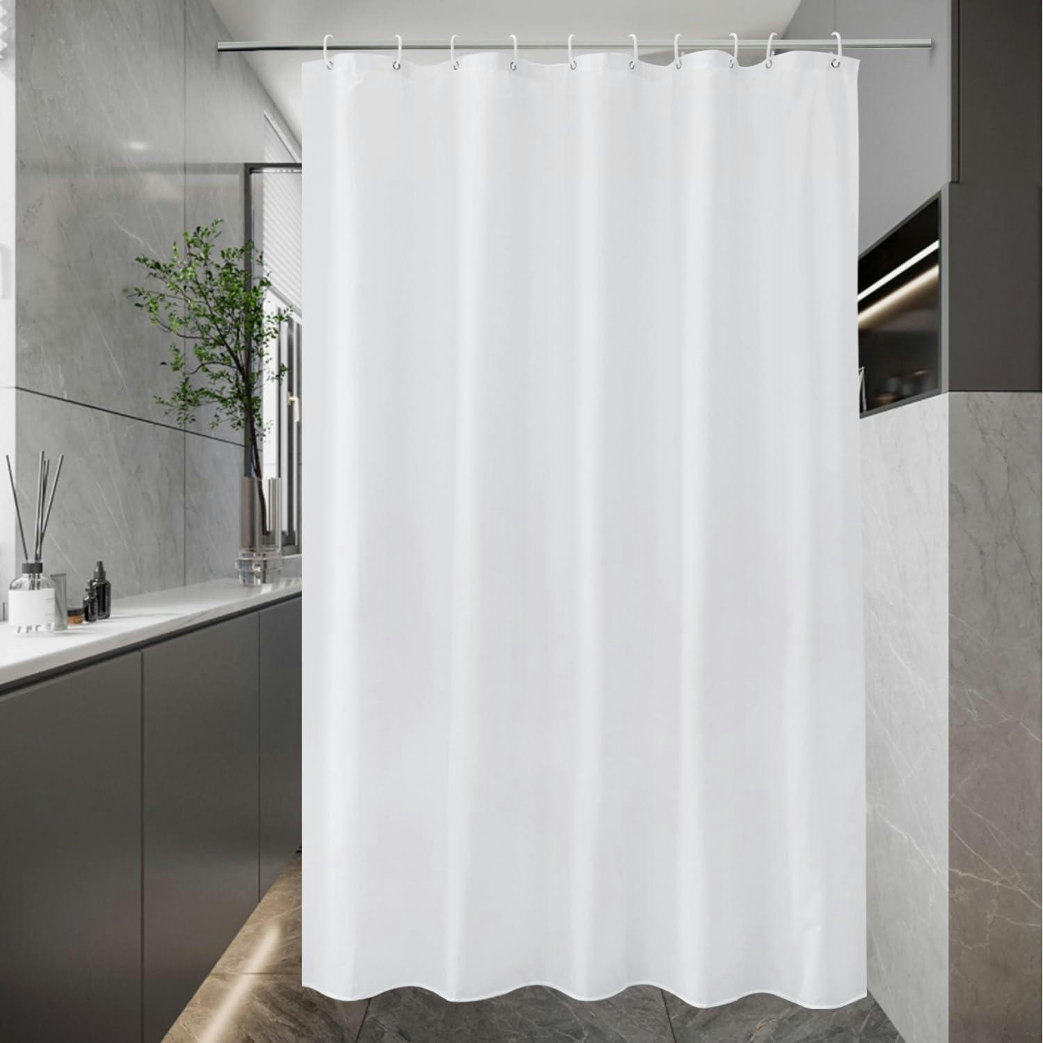 DUSCHVORHANG Weiß 150 x 180 cm Wasserdicht Polyester mit beschwertem Saum - Weiß, Textil (150/180cm)