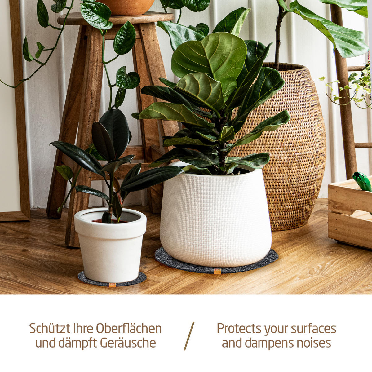 VASENUNTERSETZER 8er-Set - Dunkelgrau, Textil (25/25cm) - Miqio Design