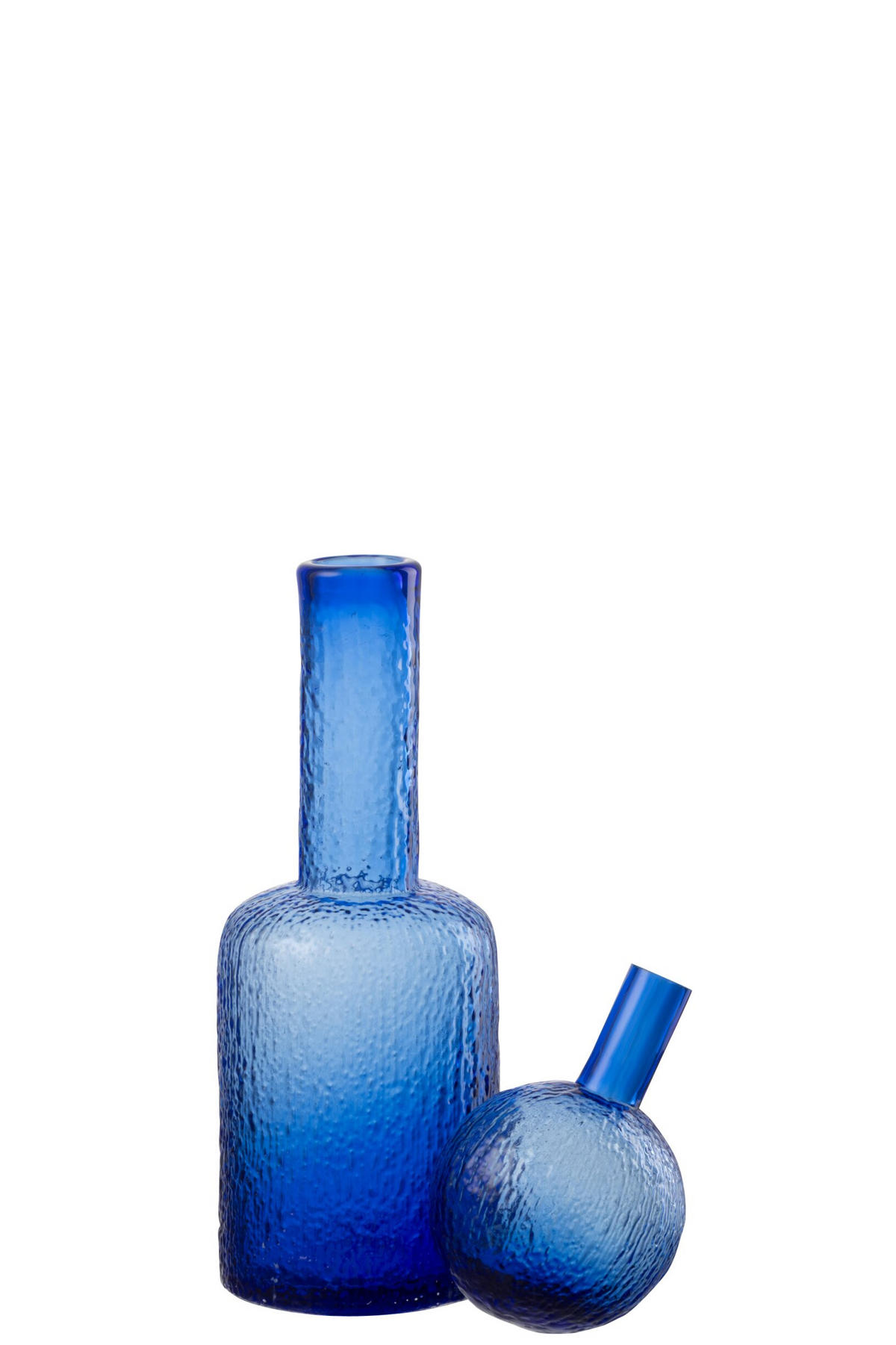 DEKOOBJEKT FLASCHE RELIEF Blau - Blau, Glas (12.5/43/12.5cm) - J-Line