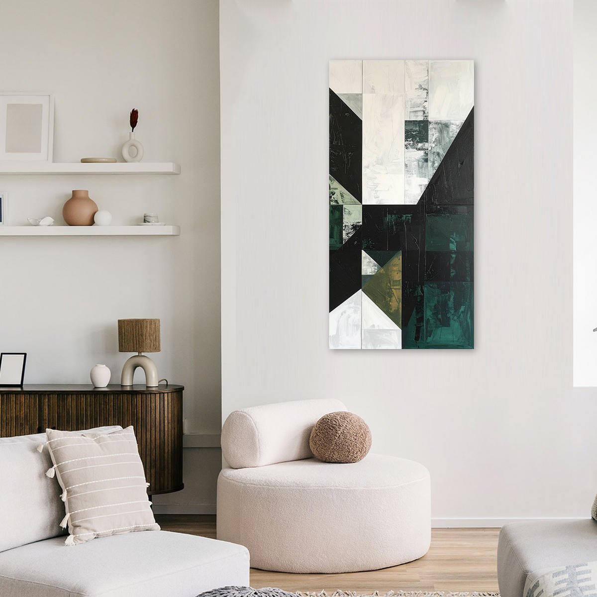 LEINWANDBILD 3D und geometrisch 50x100cm - Grün, Textil (50/100cm) - Feeby