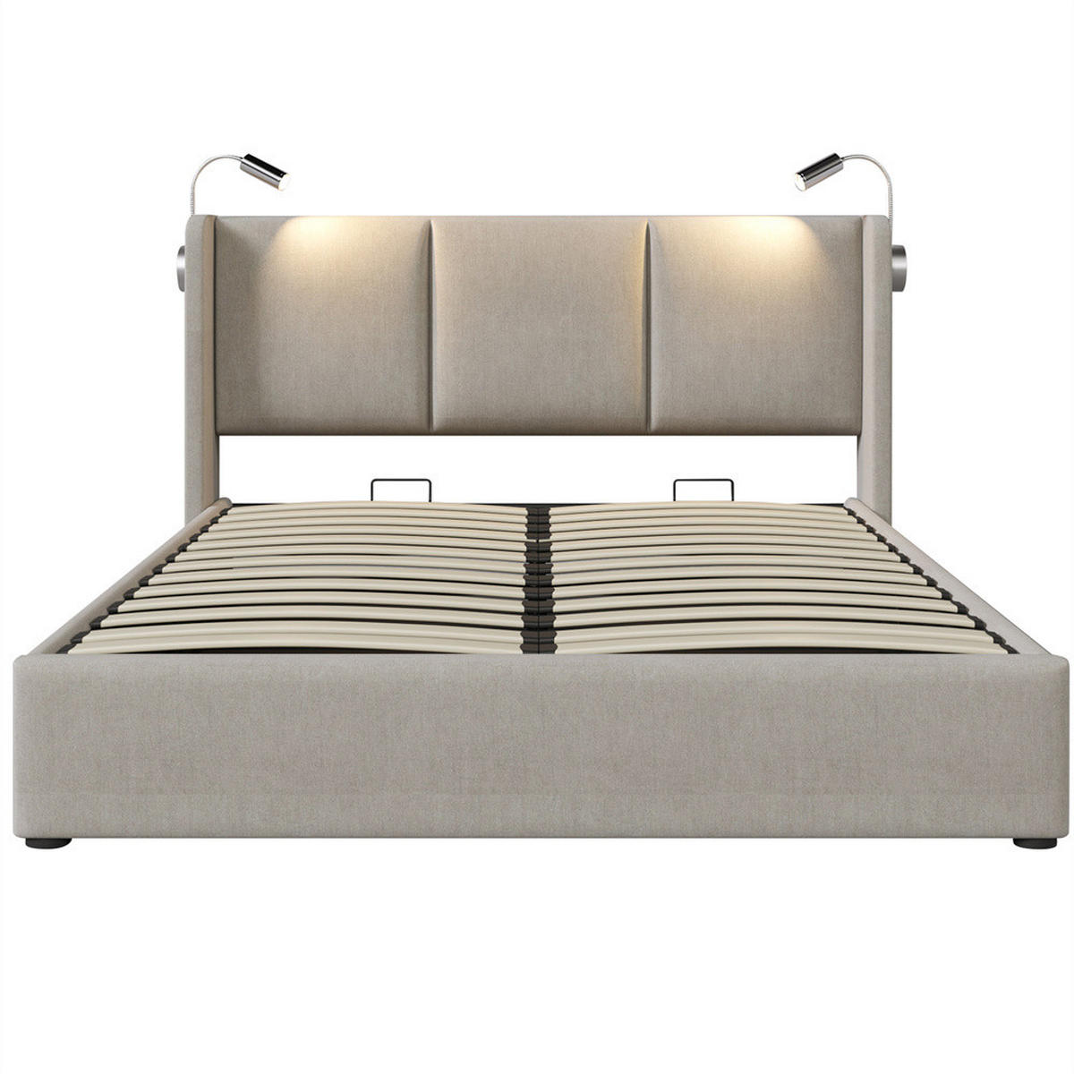KLÄDD SÄNG i beige teddytyg, utdragbar bäddsoffa - Beige, Textil (80/180cm) - KOMHTOM