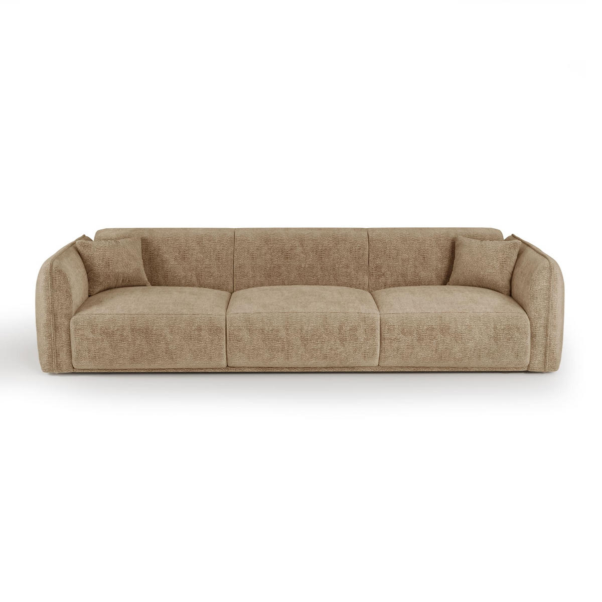 SOFA LUSH Gemusterter Samt Beige-Taupe 235cm - Taupe/Beige, Textil (235/72.5/90cm) - Premium Interiors