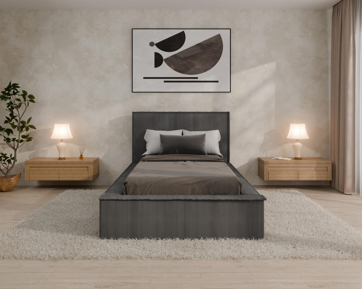 POLSTERBETT SANA 100x200cm Elegantes Polsterbett für modernen Wohnstil , ohne matratze, dunkelgrau - Dunkelgrau, Holz (100/200cm) - Homesy