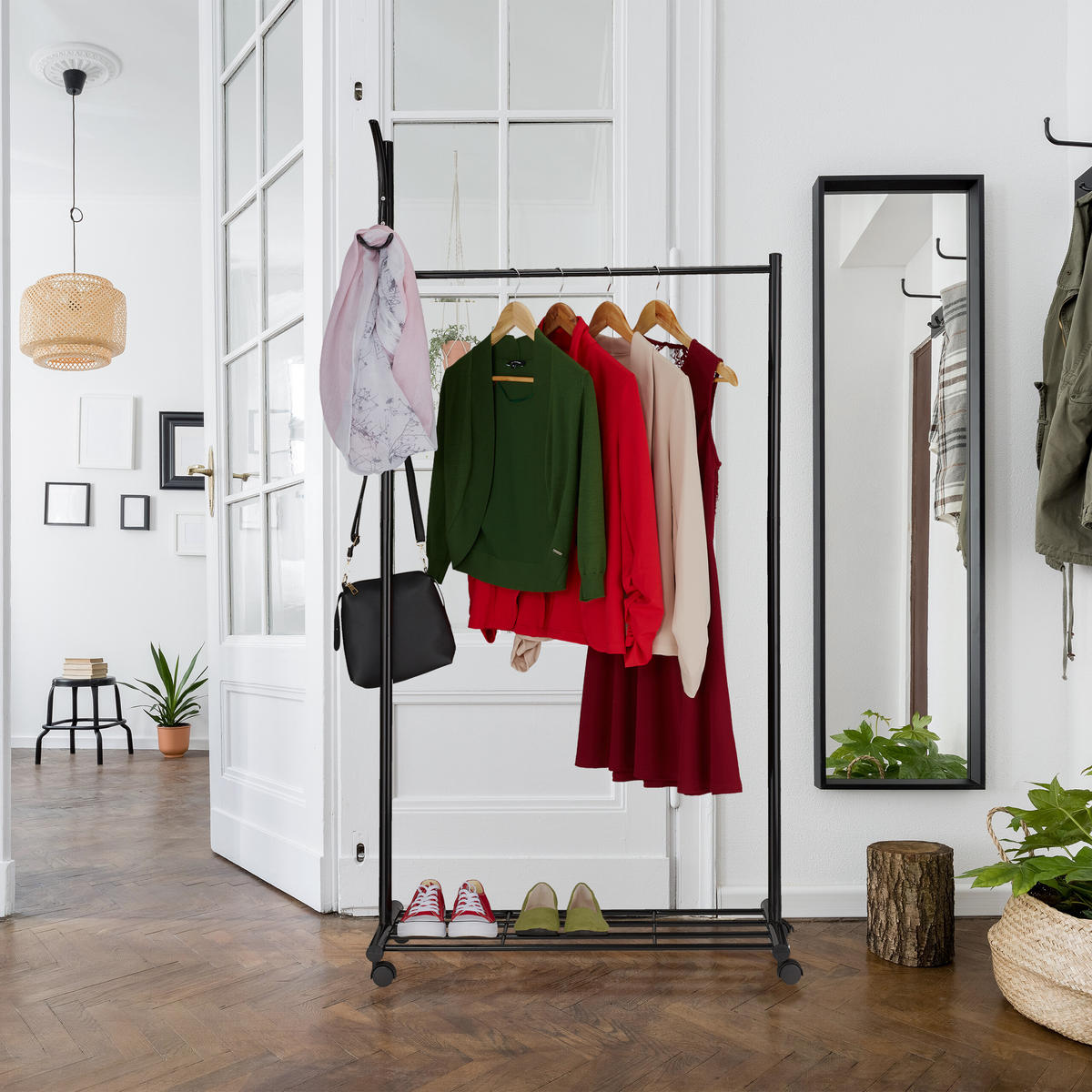 GARDEROBE - Schwarz, Kunststoff/Metall (80/165/44cm) - Relaxdays