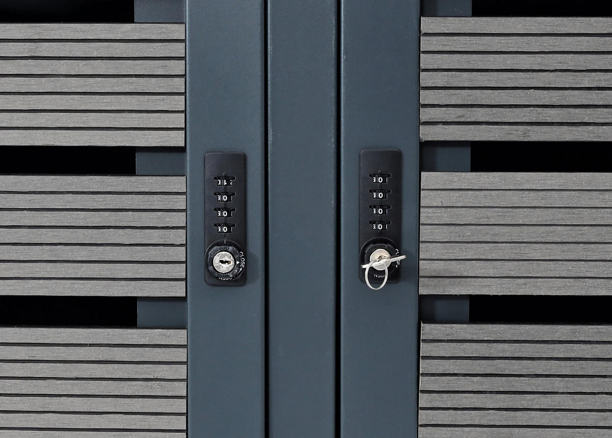 MÜLLTONNENBOX 4er HxBxT 119x264x84cm Anthrazit WPC Metall 130kg - Anthrazit, Metall (264/119/84cm) - PROREGAL