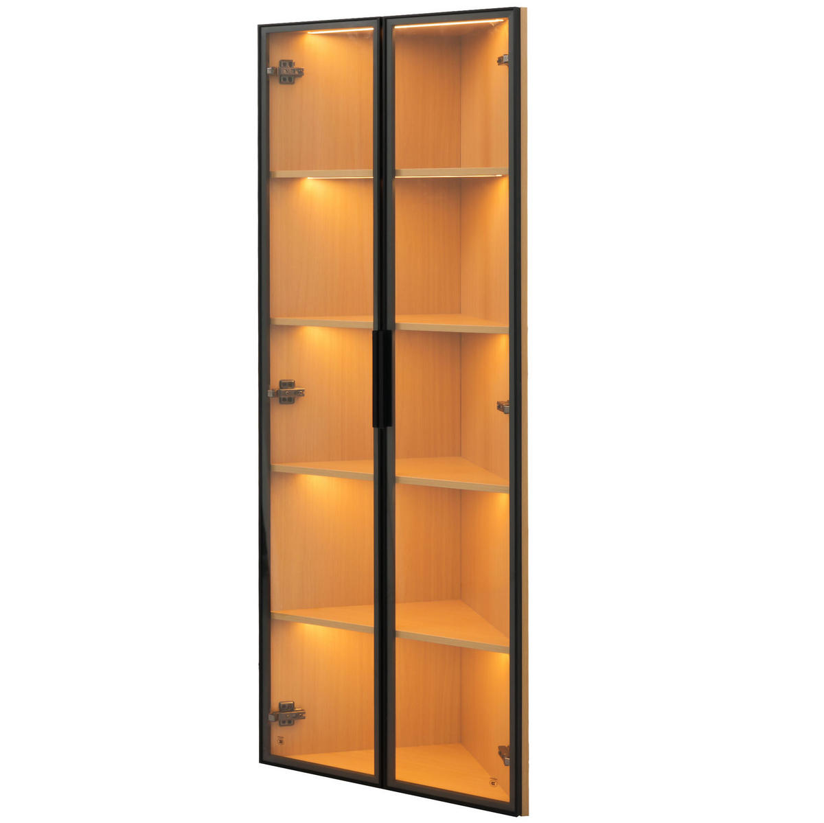HIGHBOARD 62/35/160 cm in Eiche mit LED-Beleuchtung und Sicherheitsglas - Eichefarben, Holzwerkstoff (62/160/35cm) - Flora Grace