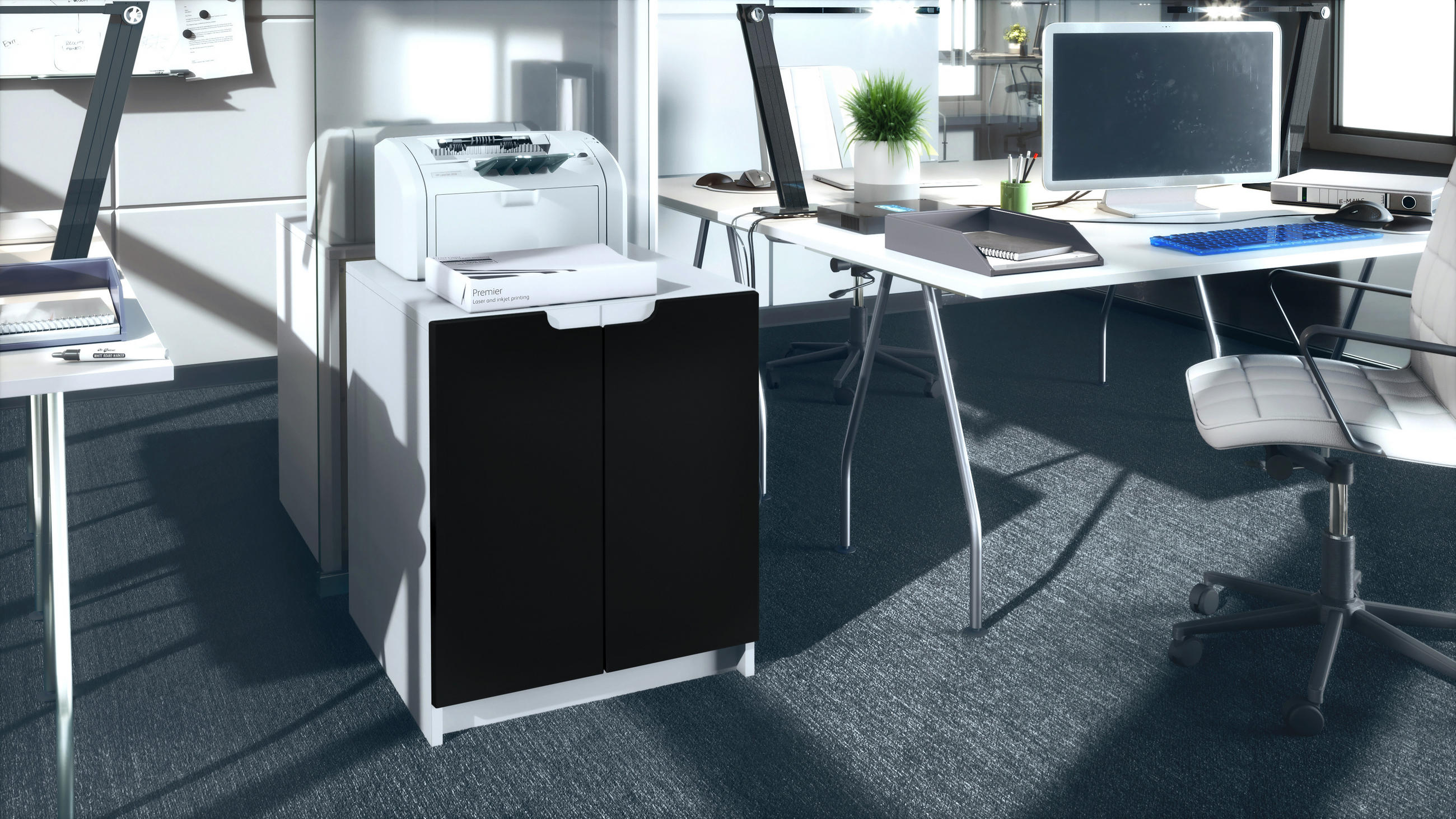 KOMMODE Logan Fronten in Schwarz matt - Schwarz, Holzwerkstoff (51/60.5/54cm) - Vladon