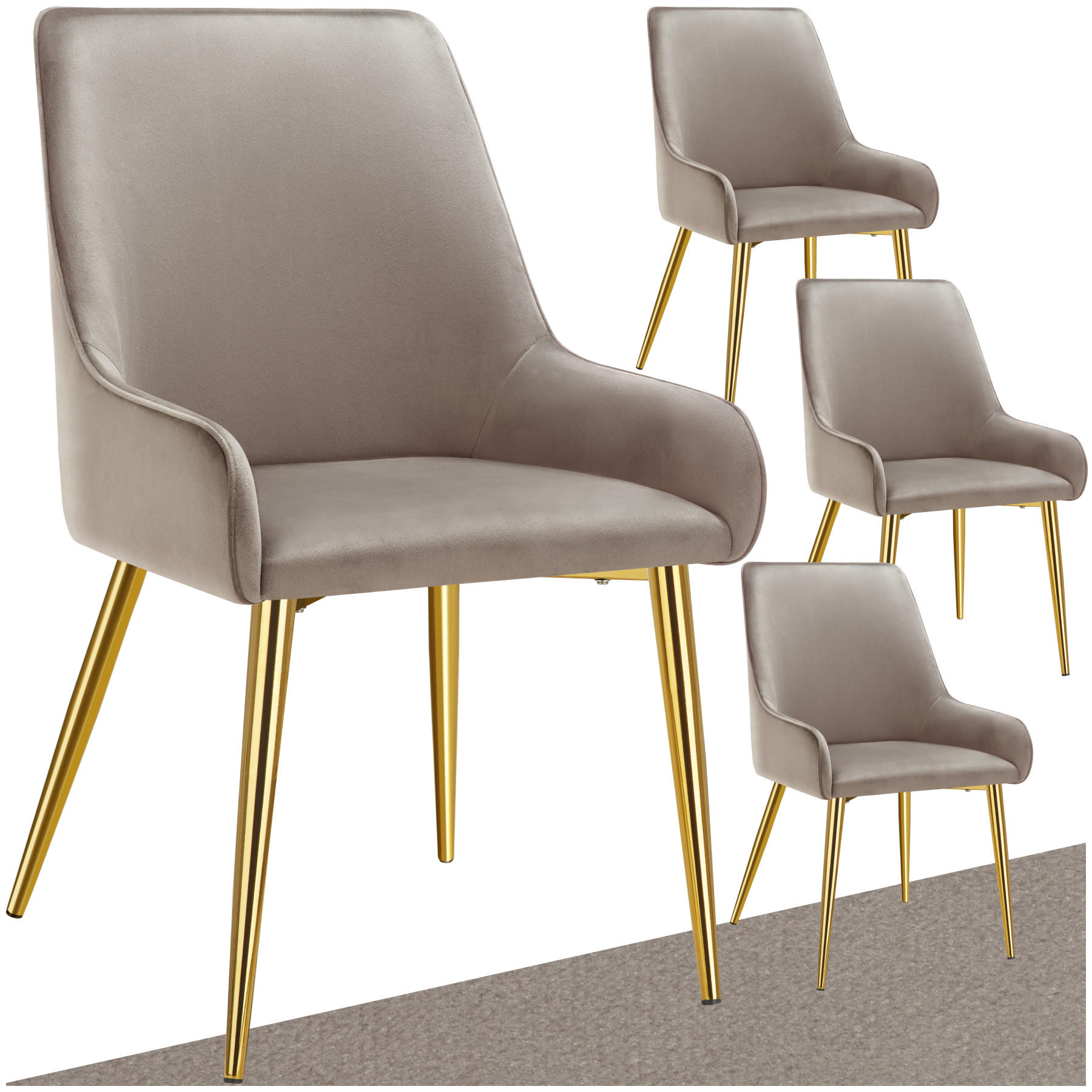 POLSTERSTUHL 4er Set Avane 52 x 61 x 89 cm taupe - Taupe, Textil (52/89/61cm) - tectake