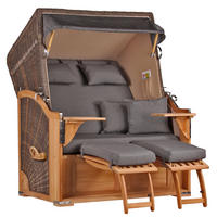 STRANDKORB SEEBLICK 2 Sitzer Teak - Braun/Grau, Metall (125/170/80cm) - Mr. Deko