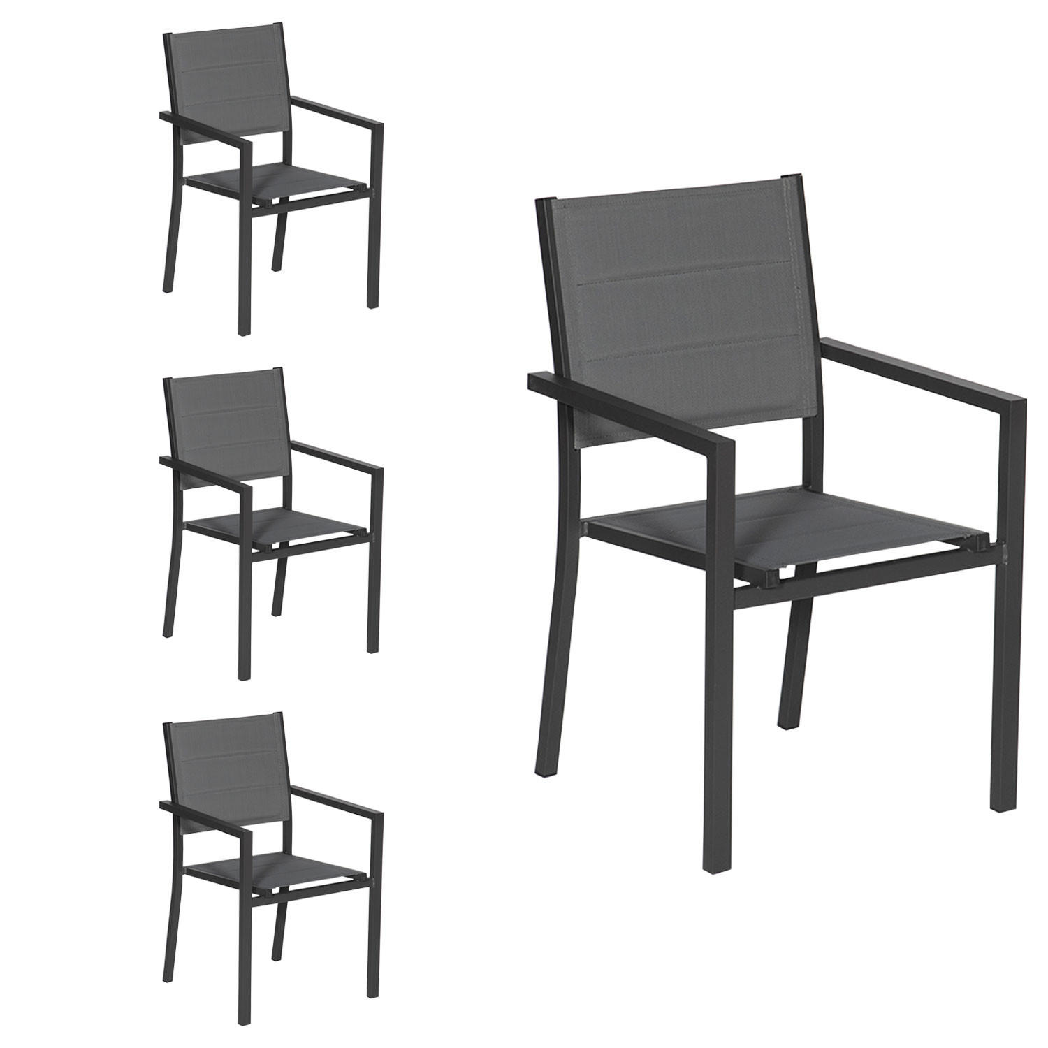 STÜHLE Anthrazitgrau und Grau 4er-Set - Grau, Kunststoff (56.5/90/57cm) - Happy Garden