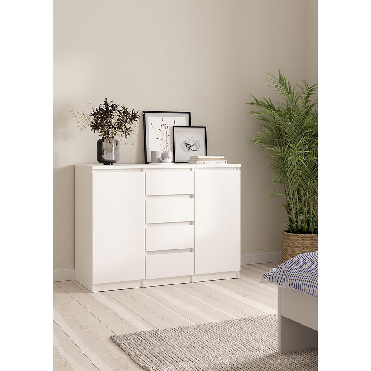 SIDEBOARD, Naia, Weiß, Holzwerkstoff, 121 x 50 x 91 cm - Weiß, Holzwerkstoff (121/91/50cm) - ebuy24