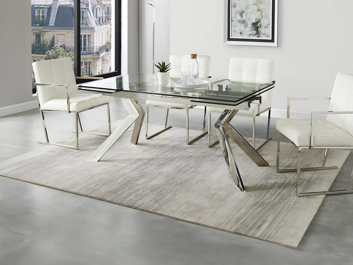 ESSTISCH - 6 Personen, 8 Personen - Glas - Transparent, Silberfarben - VELIKA - Transparent/Silberfarben, Glas (90/160/76cm) - Vente-Unique
