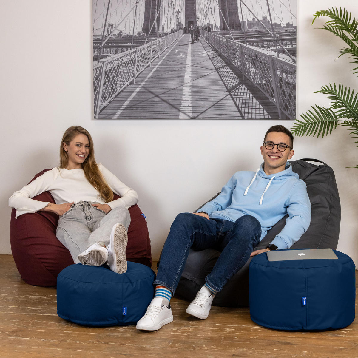 POUF M blaugrau - Blaugrau, Textil (500/200/500cm) - Bruni