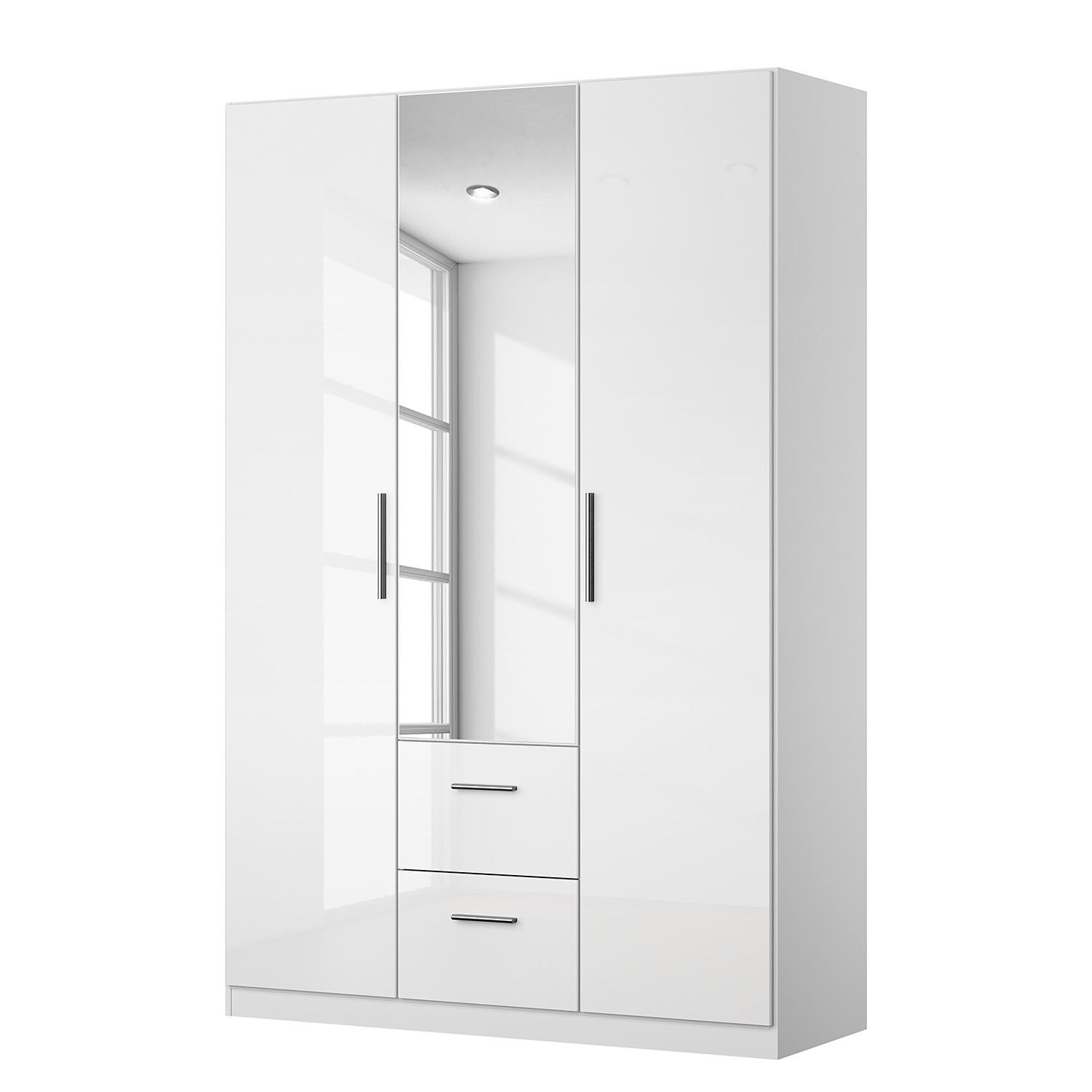 DREHTÜRENSCHRANK - Weiß Hochglanz/Weiß, Holzwerkstoff (136/210/54cm) - home24