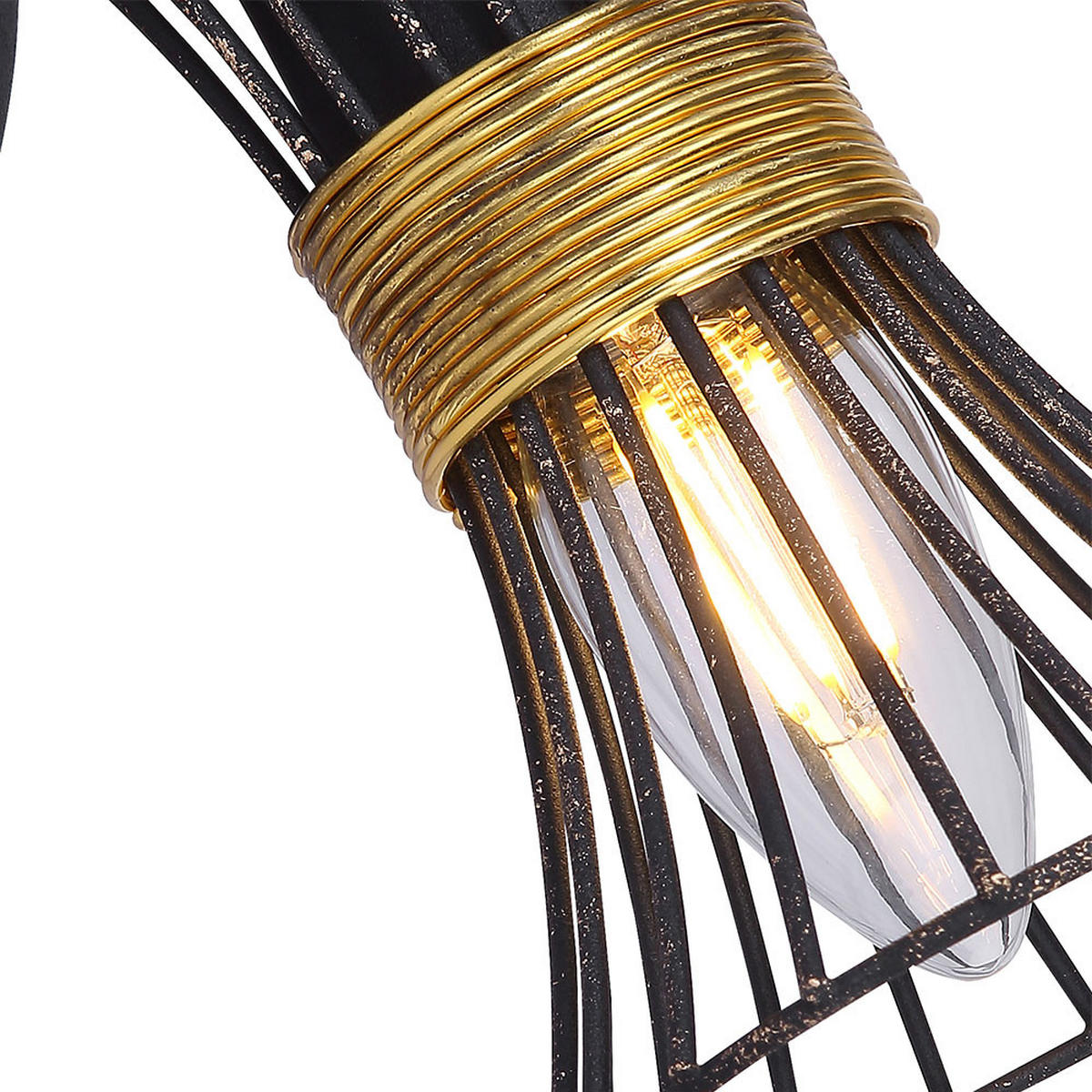 WANDLEUCHTE Metall Schwarz Gold - Schwarz, Metall (9/15.5/11cm) - Globo Lighting