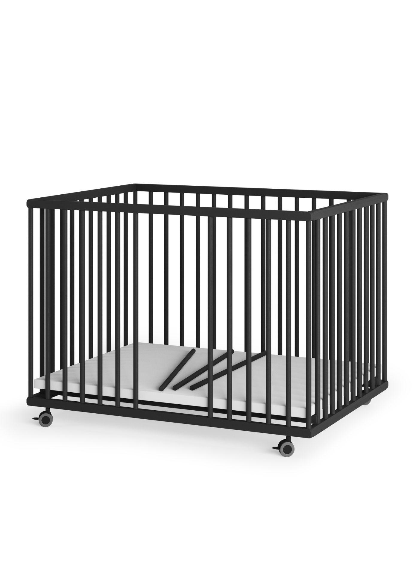 LAUFGITTER 75x100 cm mit Schlupfsprossen & Lattenrost - Black Edition - Premium Kollektion - Schwarz, Holz (100/74/75cm) - Sämann – make a difference.