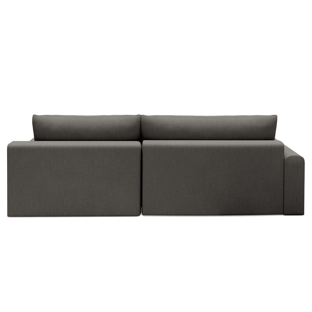 ECKSOFA mit Schlaffunktion - Longchair - Dunkelgrau/Schwarz, Kunststoff/Textil (253/167cm) - home24