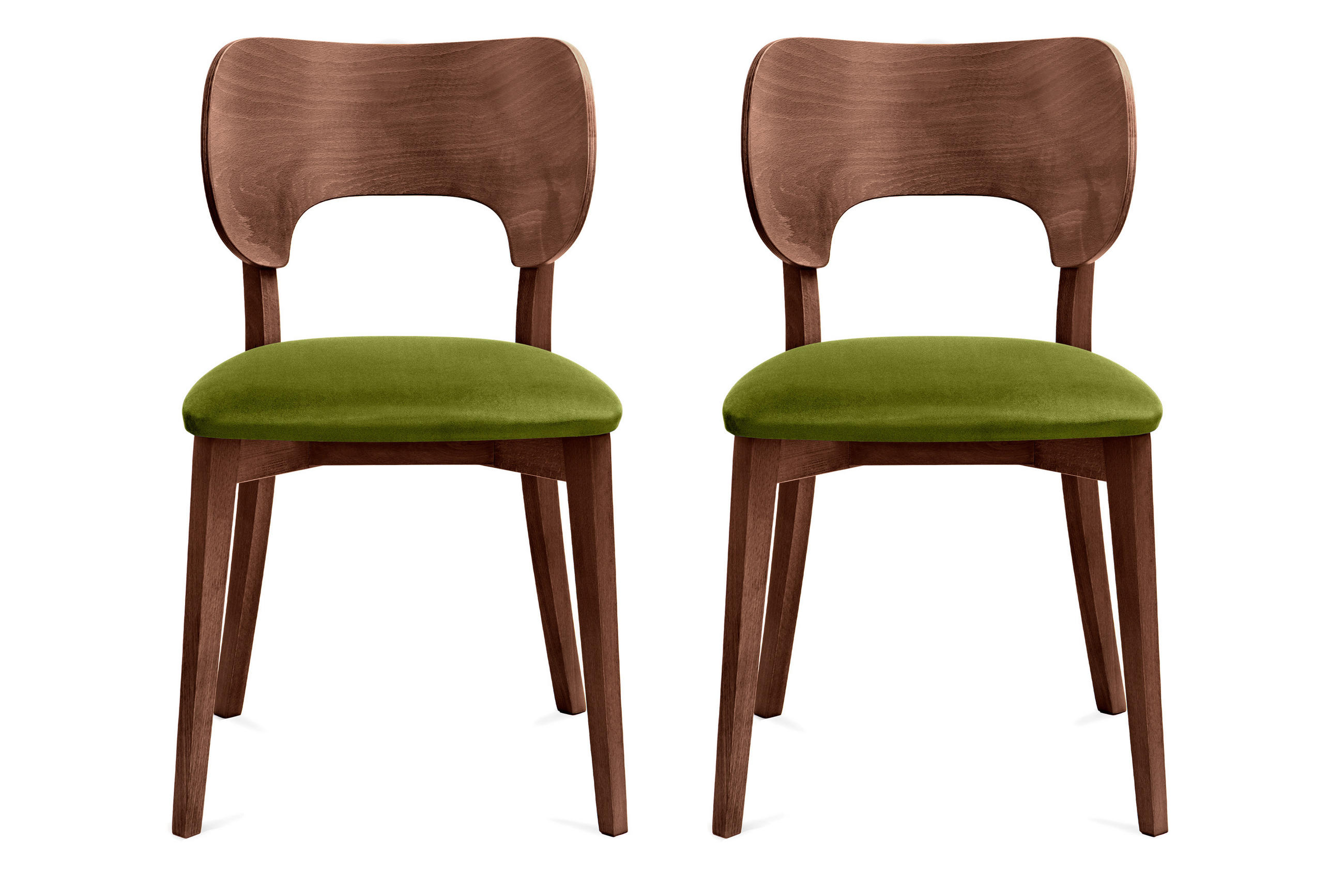 ESSZIMMERSTÜHLE LYCO (2er-Set), oliv / Walnuss mittel - Walnussfarben/Olivgrün, Holz/Buchenholz (47/81/45cm) - KONSIMO®