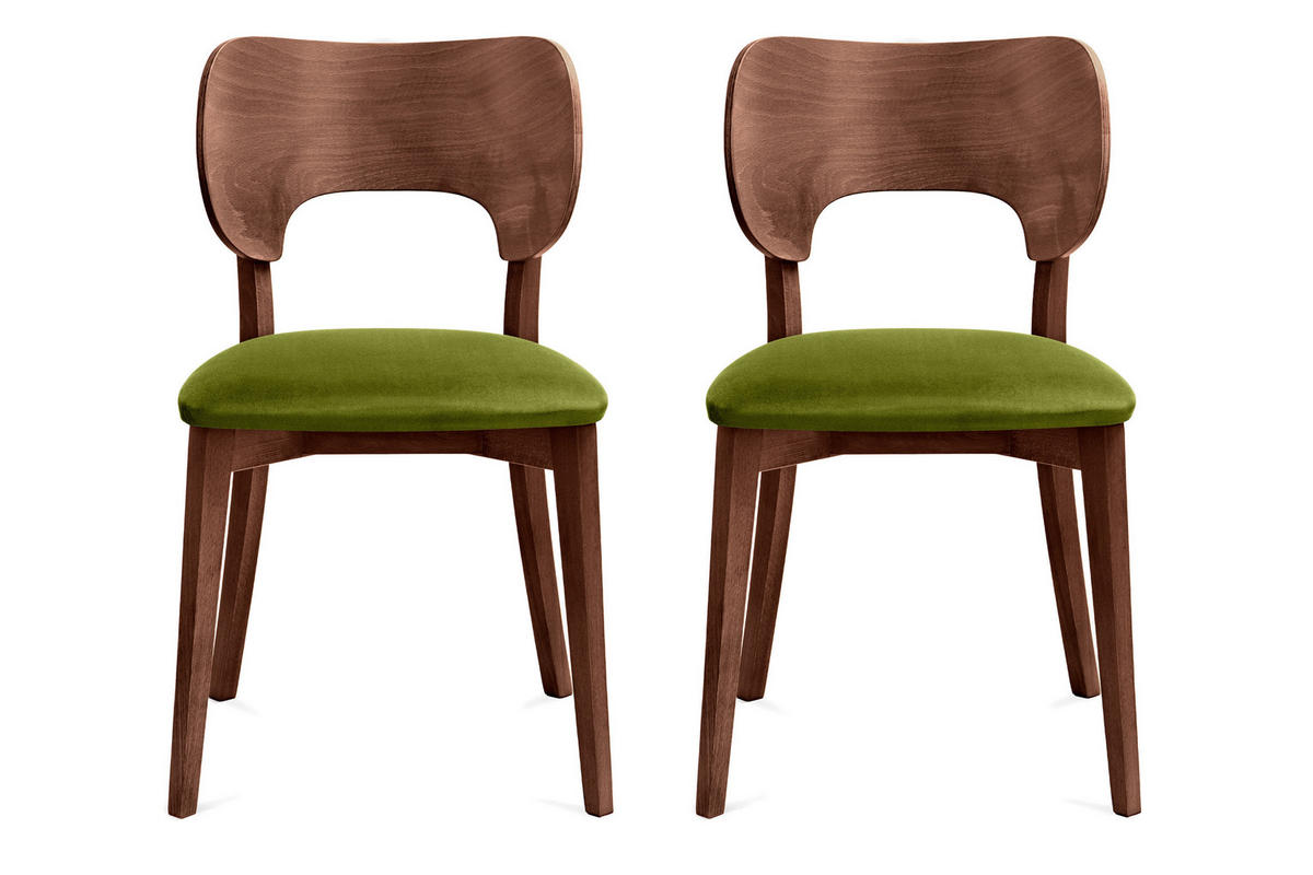 ESSZIMMERSTÜHLE LYCO (2er-Set), oliv / Walnuss mittel - Walnussfarben/Olivgrün, Holz/Buchenholz (47/81/45cm) - KONSIMO®