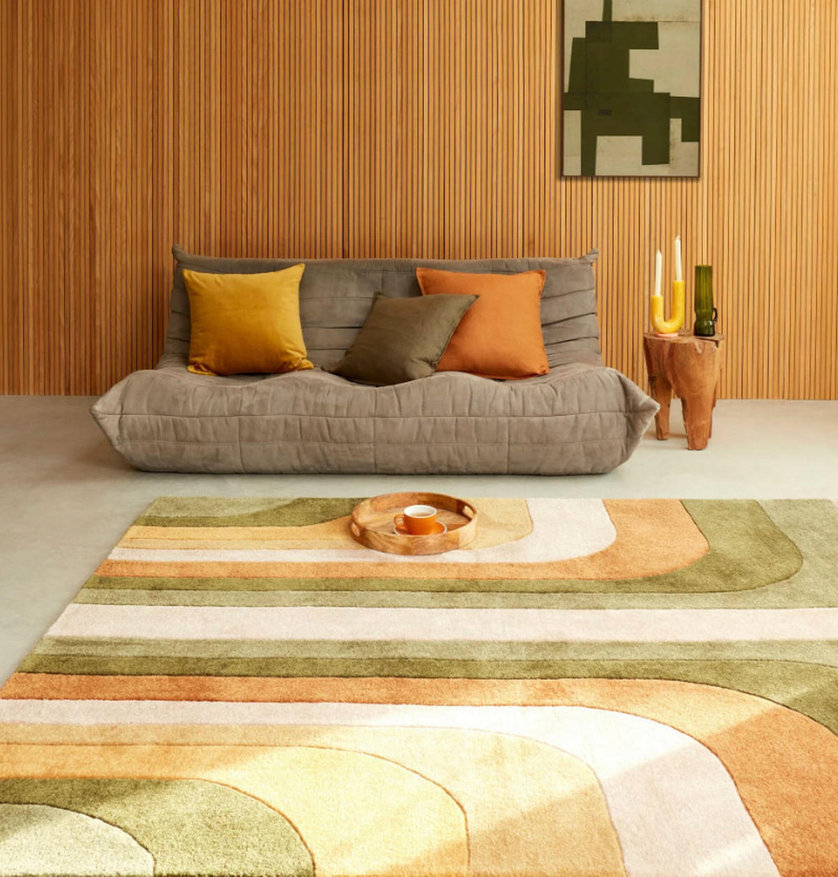 WOHNZIMMERTEPPICH modern grün Retro-Stil 160x230 cm TIPPY - Grün, Textil (160/230cm) - Novatrend