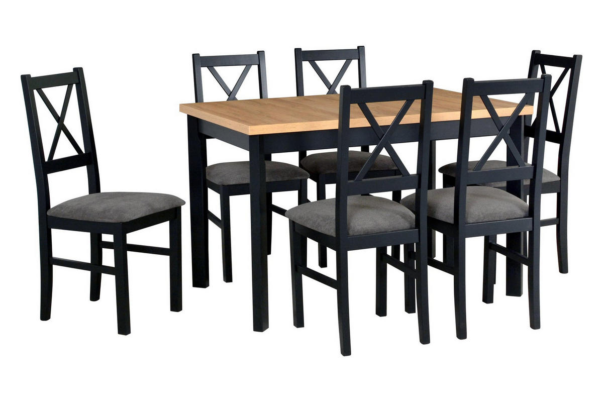 STUHL Nilo 10 (2er Set) - Dunkelgrau/Schwarz, Holz (43/94/40cm) - Leaf Design