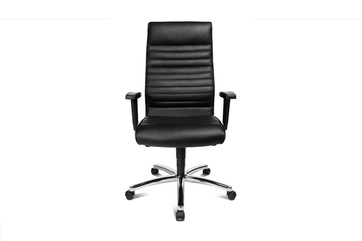 BÜROSTUHL ALEXIS Schwarz Leder Höhenverstellbar - Silberfarben/Schwarz, Leder/Metall (72/110/72cm) - KAWOLA