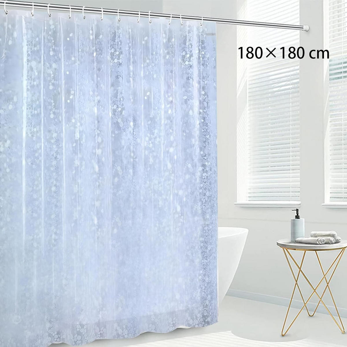 DUSCHVORHANG transparent wasserdicht mit Haken Badezimmer - Transparent, Kunststoff (180/180cm) - MCBOSON