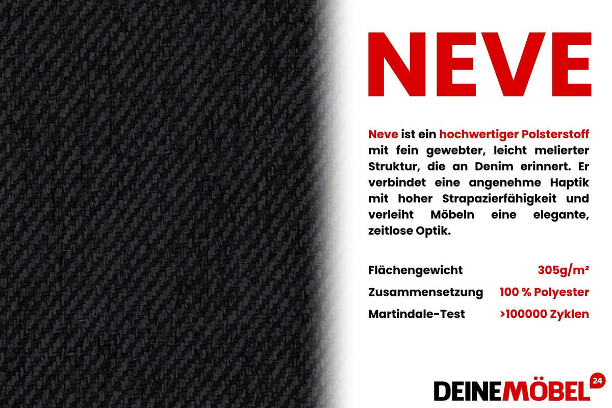 BOXBETT NEVY 90/200 in Stoff Schwarz H3 links - Schwarz, Holz/Holzwerkstoff (90/200cm) - Deine Möbel 24