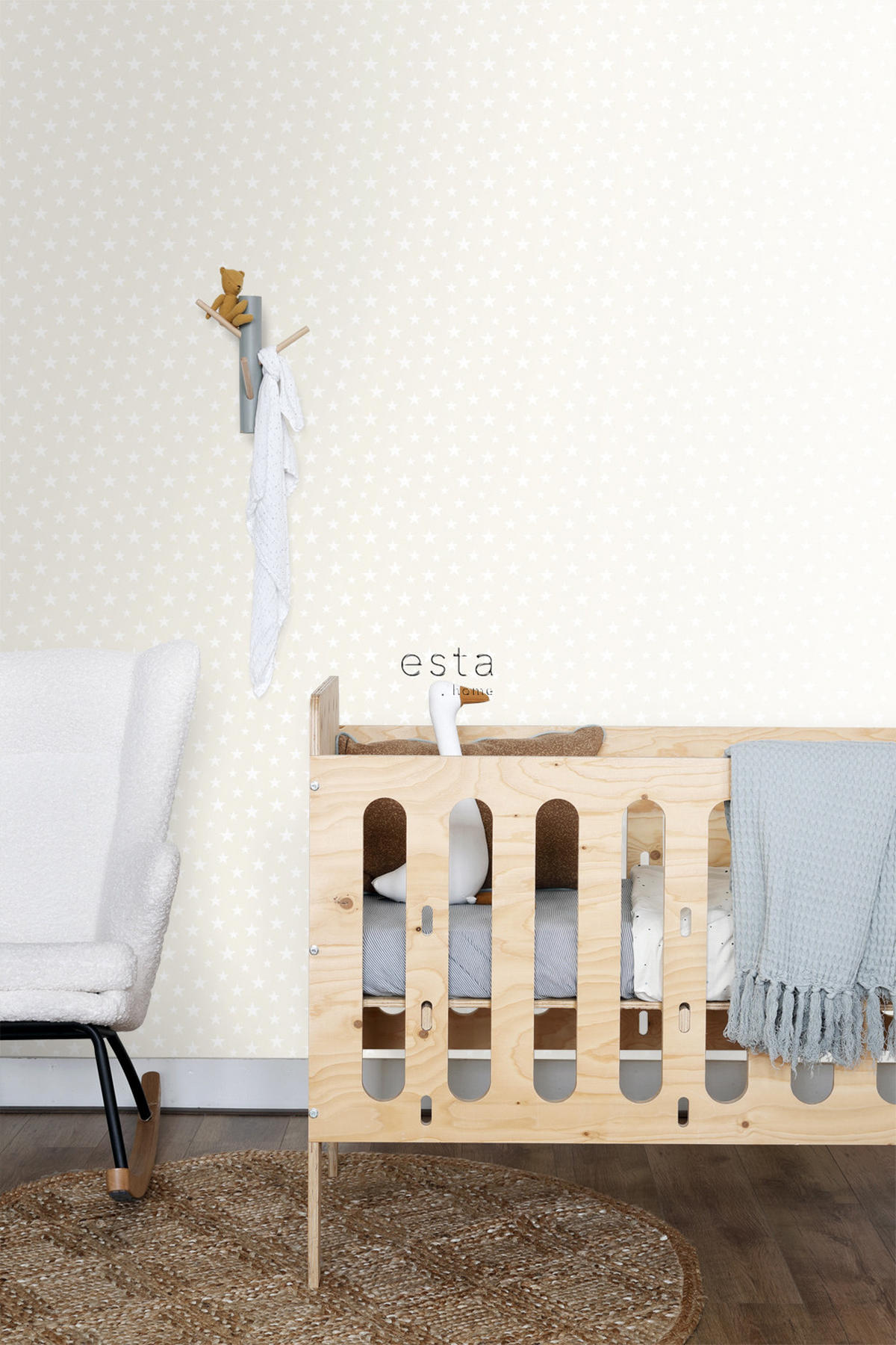 TAPETE kleine Sterne 53 cm x 10.05 m - Weiß, Papier (53/0.1cm) - ESTAhome